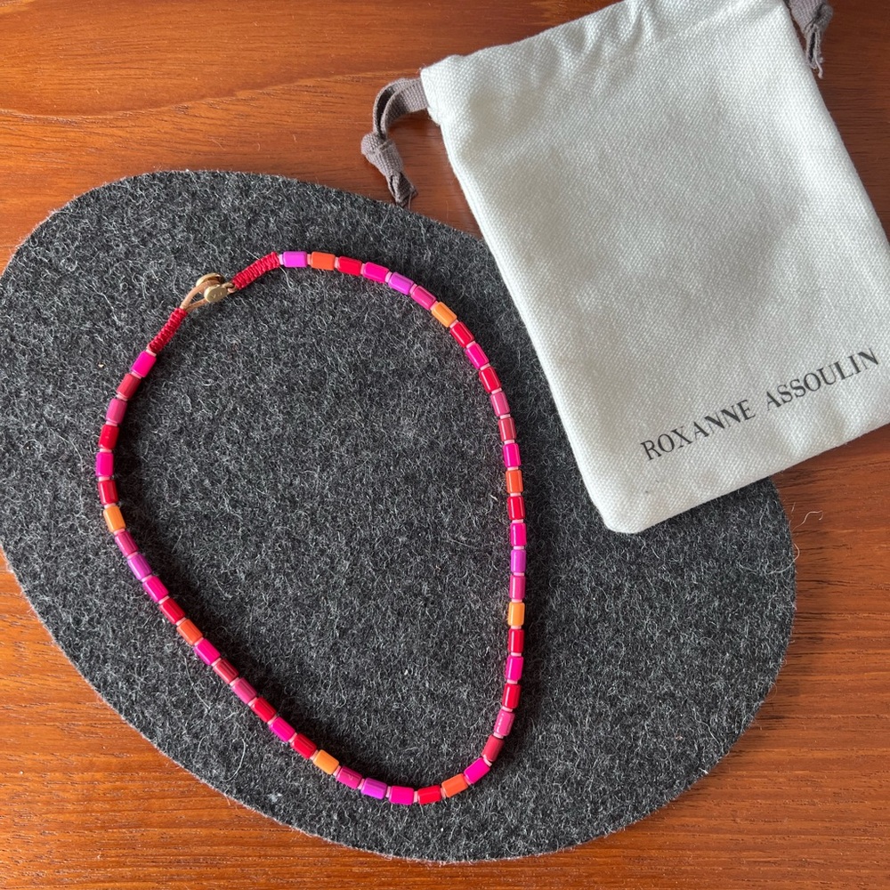 Roxanne Assoulin Color Block U-Tube Necklace - pink orange red